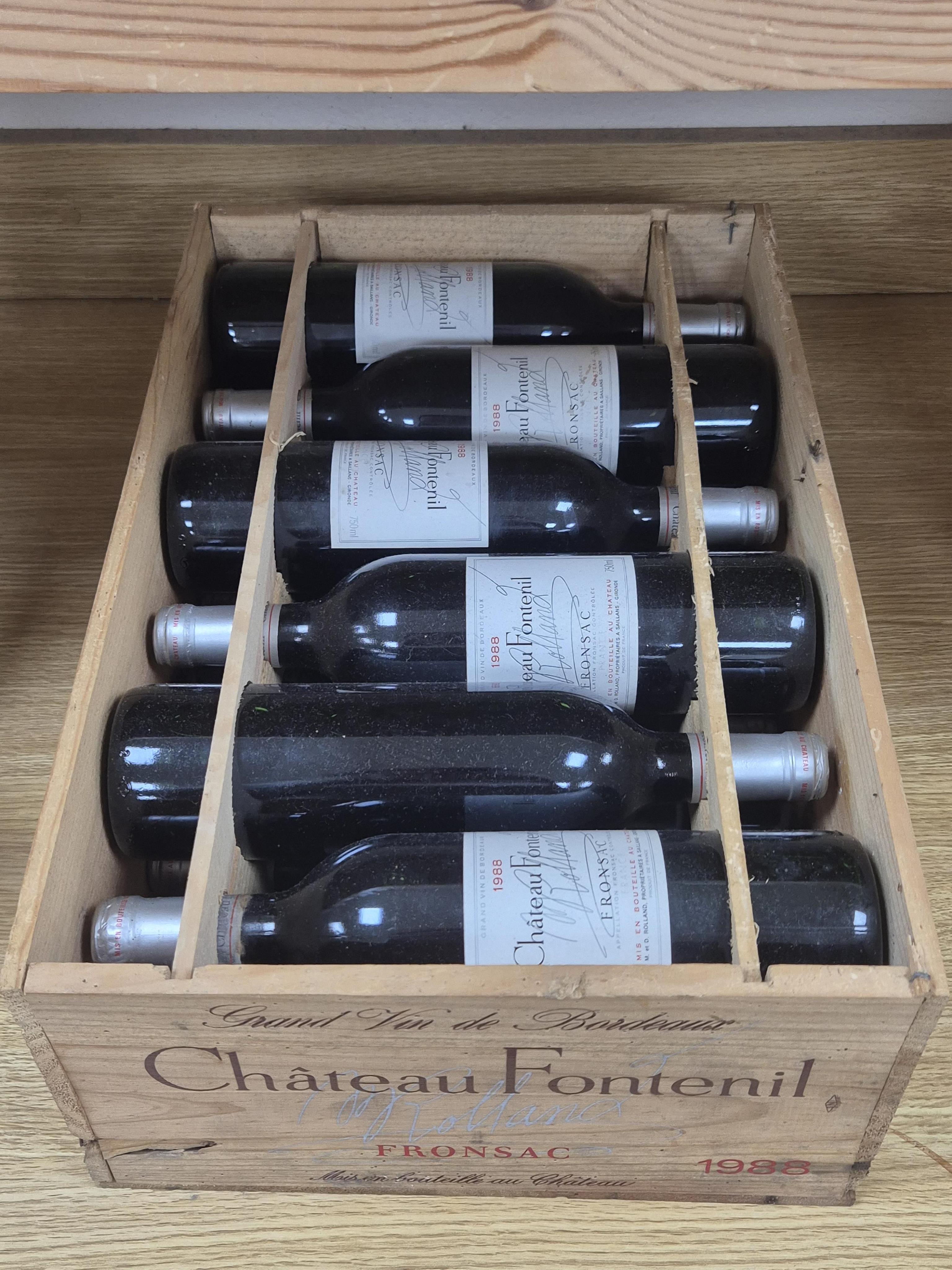 Chateau Fontenil Fronsac Grand vin de Bordeaux, 1988, a case of twelve bottles